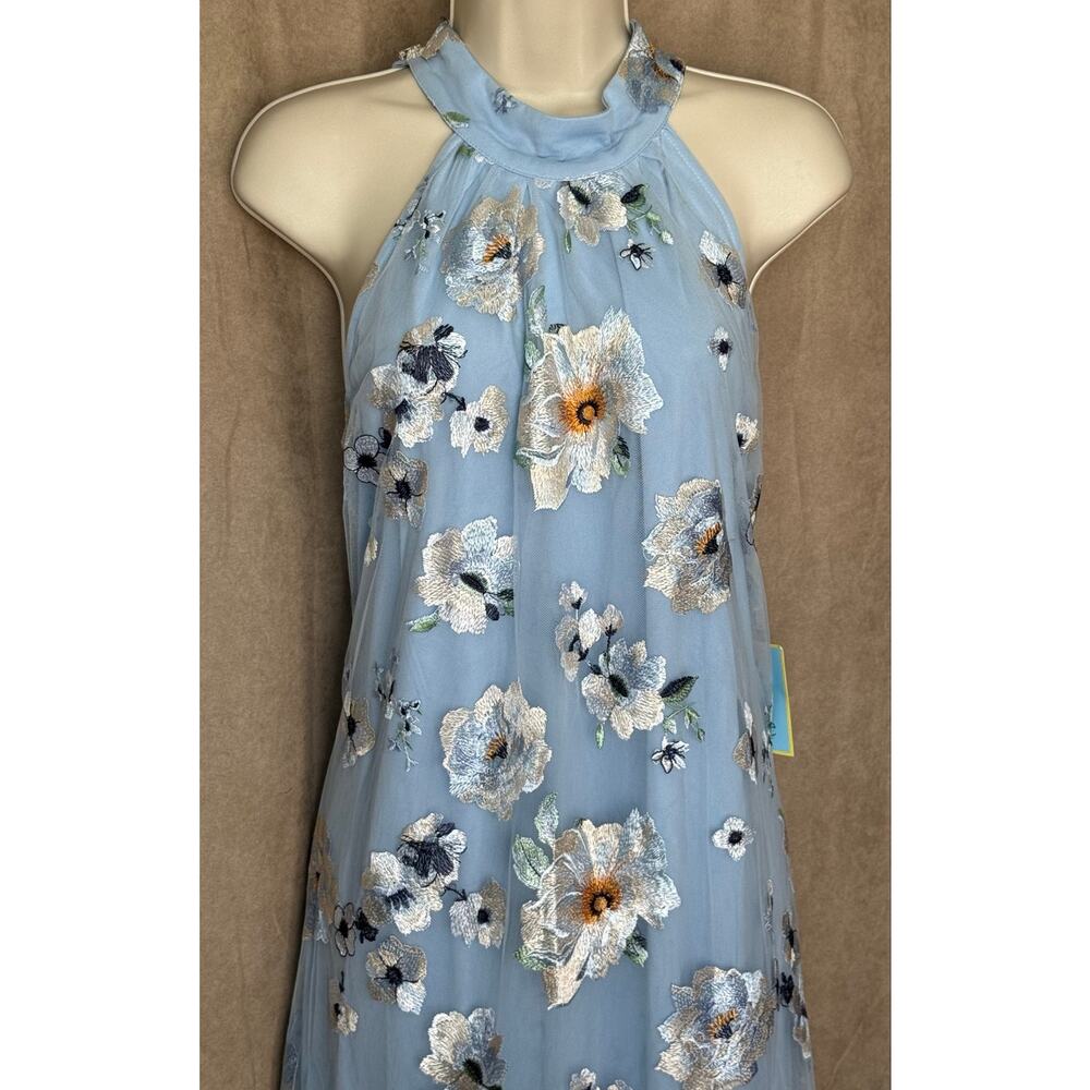 Cece Light Blue Avianna Embroidered Sleeveless Maxi Dress 12 NWT - Picture 6 of 12